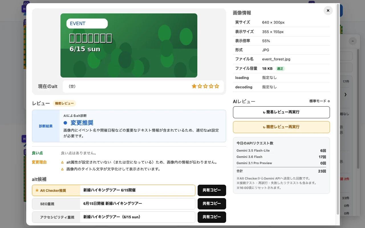 画像の精密AIレビュー結果